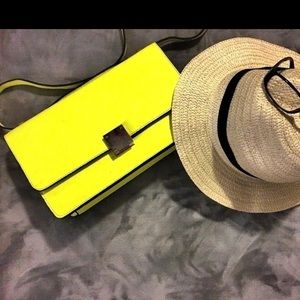 Neon Green Two way strap bag.